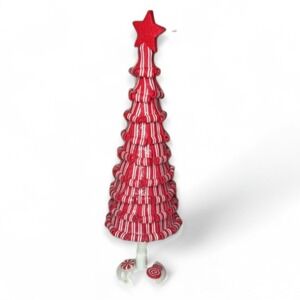 Candy Cane Peppermint Ribbon Clay Christmas Tree Decor Tall 18"